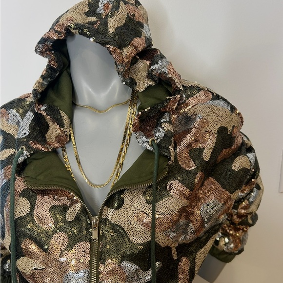 WOW Couture Camouflage Sequins  Cropped Hoodie❤️S - Picture 5 of 15